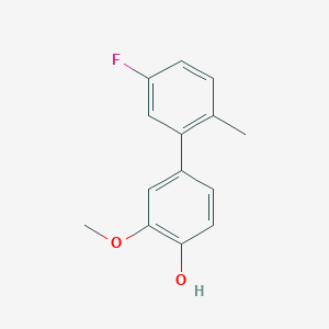 molecular formula C14H13FO2 B6379561 4-(5-Fluoro-2-methylphenyl)-2-methoxyphenol, 95% CAS No. 1261919-54-3