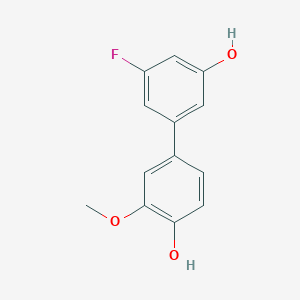 molecular formula C13H11FO3 B6379568 4-(3-Fluoro-5-hydroxyphenyl)-2-methoxyphenol, 95% CAS No. 1261950-58-6