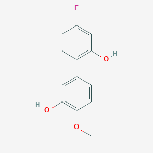 molecular formula C13H11FO3 B6379575 5-(4-Fluoro-2-hydroxyphenyl)-2-methoxyphenol, 95% CAS No. 1261947-25-4