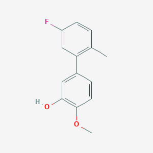 molecular formula C14H13FO2 B6379584 5-(5-Fluoro-2-methylphenyl)-2-methoxyphenol, 95% CAS No. 1261977-94-9