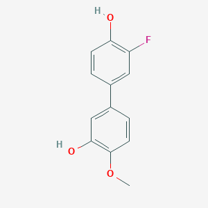 molecular formula C13H11FO3 B6379586 5-(3-Fluoro-4-hydroxyphenyl)-2-methoxyphenol, 95% CAS No. 1261903-49-4