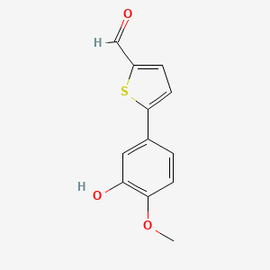 molecular formula C12H10O3S B6379594 5-(5-Formylthiophen-2-yl)-2-methoxyphenol, 95% CAS No. 1261919-66-7