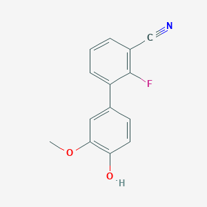 molecular formula C14H10FNO2 B6379721 4-(3-Cyano-2-fluorophenyl)-2-methoxyphenol, 95% CAS No. 1261996-93-3