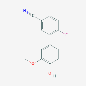 molecular formula C14H10FNO2 B6379729 4-(5-Cyano-2-fluorophenyl)-2-methoxyphenol, 95% CAS No. 1261900-73-5
