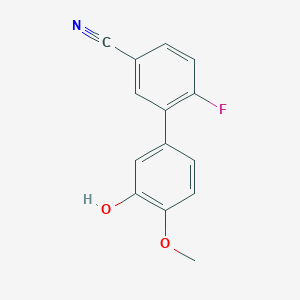 molecular formula C14H10FNO2 B6379736 5-(5-Cyano-2-fluorophenyl)-2-methoxyphenol, 95% CAS No. 1261907-99-6