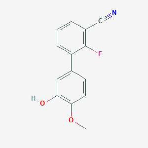 molecular formula C14H10FNO2 B6379738 5-(3-Cyano-2-fluorophenyl)-2-methoxyphenol, 95% CAS No. 1261989-31-4