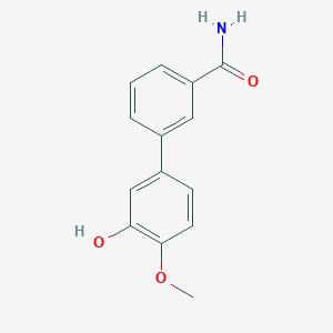 molecular formula C14H13NO3 B6379786 5-(3-Aminocarbonylphenyl)-2-methoxyphenol, 95% CAS No. 1261997-04-9