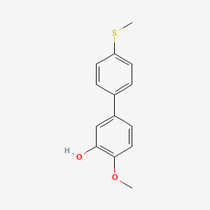 molecular formula C14H14O2S B6379831 2-Methoxy-5-(4-methylthiophenyl)phenol, 95% CAS No. 1261954-75-9