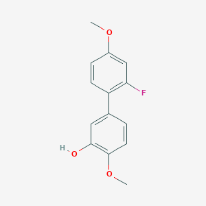 molecular formula C14H13FO3 B6379845 5-(2-Fluoro-4-methoxyphenyl)-2-methoxyphenol, 95% CAS No. 1261948-21-3