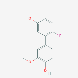 molecular formula C14H13FO3 B6379855 4-(2-Fluoro-5-methoxyphenyl)-2-methoxyphenol, 95% CAS No. 1261997-21-0