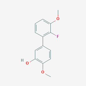 molecular formula C14H13FO3 B6379860 5-(2-Fluoro-3-methoxyphenyl)-2-methoxyphenol, 95% CAS No. 1261920-25-5