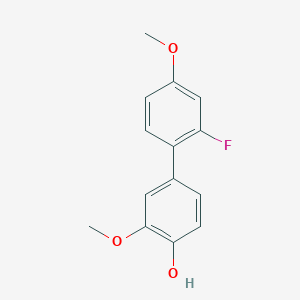 molecular formula C14H13FO3 B6379874 4-(2-Fluoro-4-methoxyphenyl)-2-methoxyphenol, 95% CAS No. 1261900-89-3