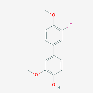 molecular formula C14H13FO3 B6379879 4-(3-Fluoro-4-methoxyphenyl)-2-methoxyphenol, 95% CAS No. 1261997-37-8
