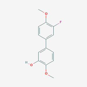 molecular formula C14H13FO3 B6379882 5-(3-Fluoro-4-methoxyphenyl)-2-methoxyphenol, 95% CAS No. 1261968-07-3