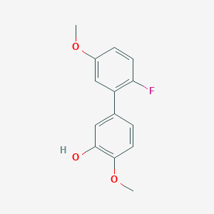 molecular formula C14H13FO3 B6379890 5-(2-Fluoro-5-methoxyphenyl)-2-methoxyphenol, 95% CAS No. 1261954-93-1