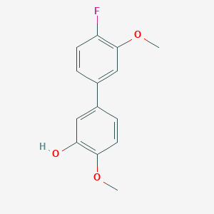 molecular formula C14H13FO3 B6379892 5-(4-Fluoro-3-methoxyphenyl)-2-methoxyphenol, 95% CAS No. 1261927-07-4