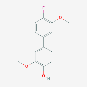 molecular formula C14H13FO3 B6379896 4-(4-Fluoro-3-methoxyphenyl)-2-methoxyphenol, 95% CAS No. 1261997-47-0