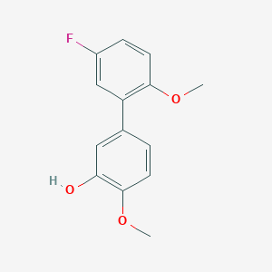 molecular formula C14H13FO3 B6379900 5-(5-Fluoro-2-methoxyphenyl)-2-methoxyphenol, 95% CAS No. 1261900-98-4