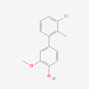 molecular formula C14H13ClO2 B6379907 4-(3-Chloro-2-methylphenyl)-2-methoxyphenol, 95% CAS No. 1261948-50-8