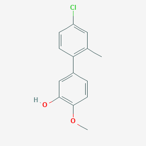 molecular formula C14H13ClO2 B6379937 5-(4-Chloro-2-methylphenyl)-2-methoxyphenol, 95% CAS No. 1261955-21-8