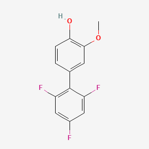 molecular formula C13H9F3O2 B6379976 2-Methoxy-4-(2,4,6-trifluorophenyl)phenol, 95% CAS No. 1261921-10-1