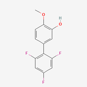 molecular formula C13H9F3O2 B6379978 2-Methoxy-5-(2,4,6-trifluorophenyl)phenol, 95% CAS No. 1261901-20-5
