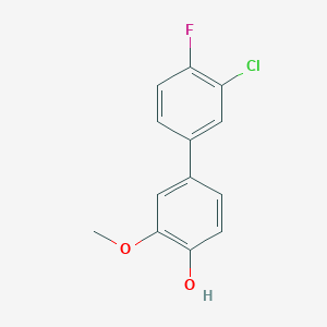 molecular formula C13H10ClFO2 B6379985 4-(3-Chloro-4-fluorophenyl)-2-methoxyphenol, 95% CAS No. 945461-38-1