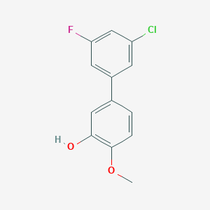 molecular formula C13H10ClFO2 B6379987 5-(3-Chloro-5-fluorophenyl)-2-methoxyphenol, 95% CAS No. 1261891-05-7