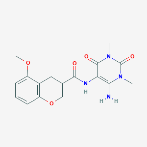 molecular formula C17H20N4O5 B063800 2H-1-Benzopyran-3-carboxamide,  N-(6-amino-1,2,3,4-tetrahydro-1,3-dimethyl-2,4-dioxo-5-pyrimidinyl)- CAS No. 166115-78-2