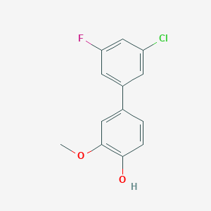 molecular formula C13H10ClFO2 B6380003 4-(3-Chloro-5-fluorophenyl)-2-methoxyphenol, 95% CAS No. 1262001-12-6