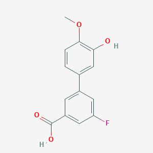 molecular formula C14H11FO4 B6380091 5-(3-Carboxy-5-fluorophenyl)-2-methoxyphenol, 95% CAS No. 1261922-39-7