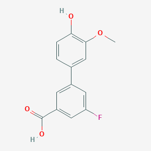 molecular formula C14H11FO4 B6380107 4-(3-Carboxy-5-fluorophenyl)-2-methoxyphenol, 95% CAS No. 1261891-36-4