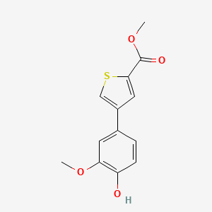 molecular formula C13H12O4S B6380113 4-[5-(Methoxycarbonyl)thiophen-3-yl]-2-methoxyphenol, 95% CAS No. 1262001-46-6