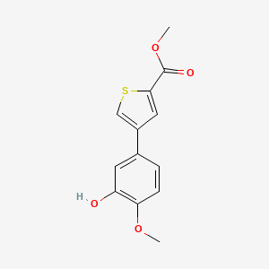 molecular formula C13H12O4S B6380119 5-[5-(Methoxycarbonyl)thiophen-3-yl]-2-methoxyphenol, 95% CAS No. 1261997-85-6