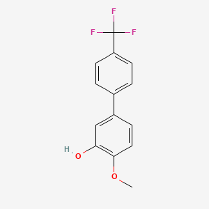 molecular formula C14H11F3O2 B6380186 2-Methoxy-5-(4-trifluoromethylphenyl)phenol, 95% CAS No. 1261904-05-5