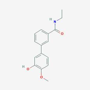 molecular formula C16H17NO3 B6380239 5-[3-(N-Ethylaminocarbonyl)phenyl]-2-methoxyphenol, 95% CAS No. 1261891-41-1