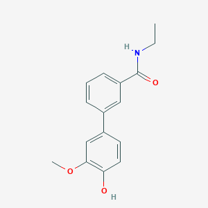 molecular formula C16H17NO3 B6380249 4-[3-(N-Ethylaminocarbonyl)phenyl]-2-methoxyphenol, 95% CAS No. 1261922-71-7