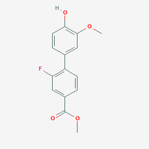 molecular formula C15H13FO4 B6380250 4-(2-Fluoro-4-methoxycarbonylphenyl)-2-methoxyphenol, 95% CAS No. 1261931-29-6