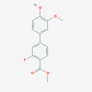 molecular formula C15H13FO4 B6380282 4-(3-Fluoro-4-methoxycarbonylphenyl)-2-methoxyphenol, 95% CAS No. 1261954-82-8