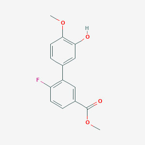 molecular formula C15H13FO4 B6380288 5-(2-Fluoro-5-methoxycarbonylphenyl)-2-methoxyphenol, 95% CAS No. 1262000-16-7
