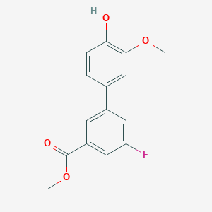 molecular formula C15H13FO4 B6380294 4-(3-Fluoro-5-methoxycarbonylphenyl)-2-methoxyphenol, 95% CAS No. 1261998-13-3