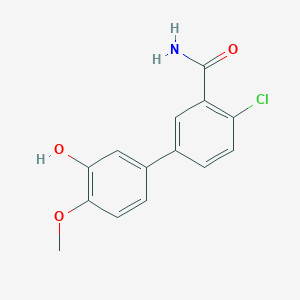 molecular formula C14H12ClNO3 B6380305 5-(3-Carbamoyl-4-chlorophenyl)-2-methoxyphenol, 95% CAS No. 1261949-66-9