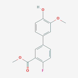 molecular formula C15H13FO4 B6380310 4-(4-Fluoro-3-methoxycarbonylphenyl)-2-methoxyphenol, 95% CAS No. 1261901-52-3