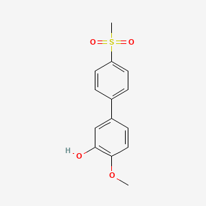 molecular formula C14H14O4S B6380326 2-Methoxy-5-(4-methylsulfonylphenyl)phenol, 95% CAS No. 1261927-39-2