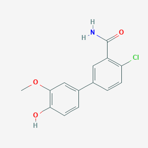 molecular formula C14H12ClNO3 B6380329 4-(3-Carbamoyl-4-chlorophenyl)-2-methoxyphenol, 95% CAS No. 1261904-10-2