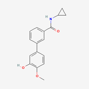 molecular formula C17H17NO3 B6380335 5-[3-(Cyclopropylaminocarbonyl)phenyl]-2-methoxyphenol, 95% CAS No. 1261955-53-6
