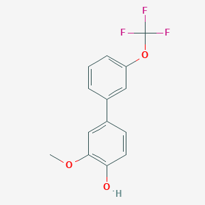molecular formula C14H11F3O3 B6380341 2-Methoxy-4-(3-trifluoromethoxyphenyl)phenol, 95% CAS No. 1261927-47-2