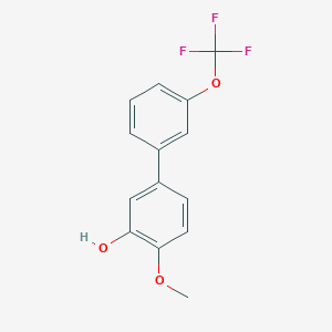molecular formula C14H11F3O3 B6380343 2-Methoxy-5-(3-trifluoromethoxyphenyl)phenol, 95% CAS No. 1262000-44-1
