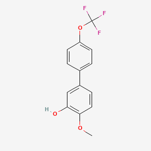 molecular formula C14H11F3O3 B6380344 2-Methoxy-5-(4-trifluoromethoxyphenyl)phenol, 95% CAS No. 1261891-61-5