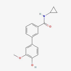 molecular formula C17H17NO3 B6380349 4-[3-(Cyclopropylaminocarbonyl)phenyl]-2-methoxyphenol, 95% CAS No. 1261951-14-7